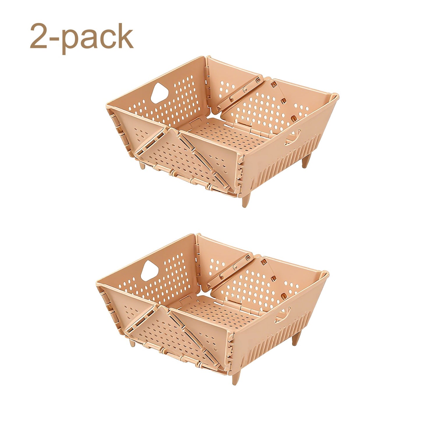 2-Pack Thickened Collapsible Kitchen Strainer – Multifunctional for Fruits, Pasta & Space-Saving Storage