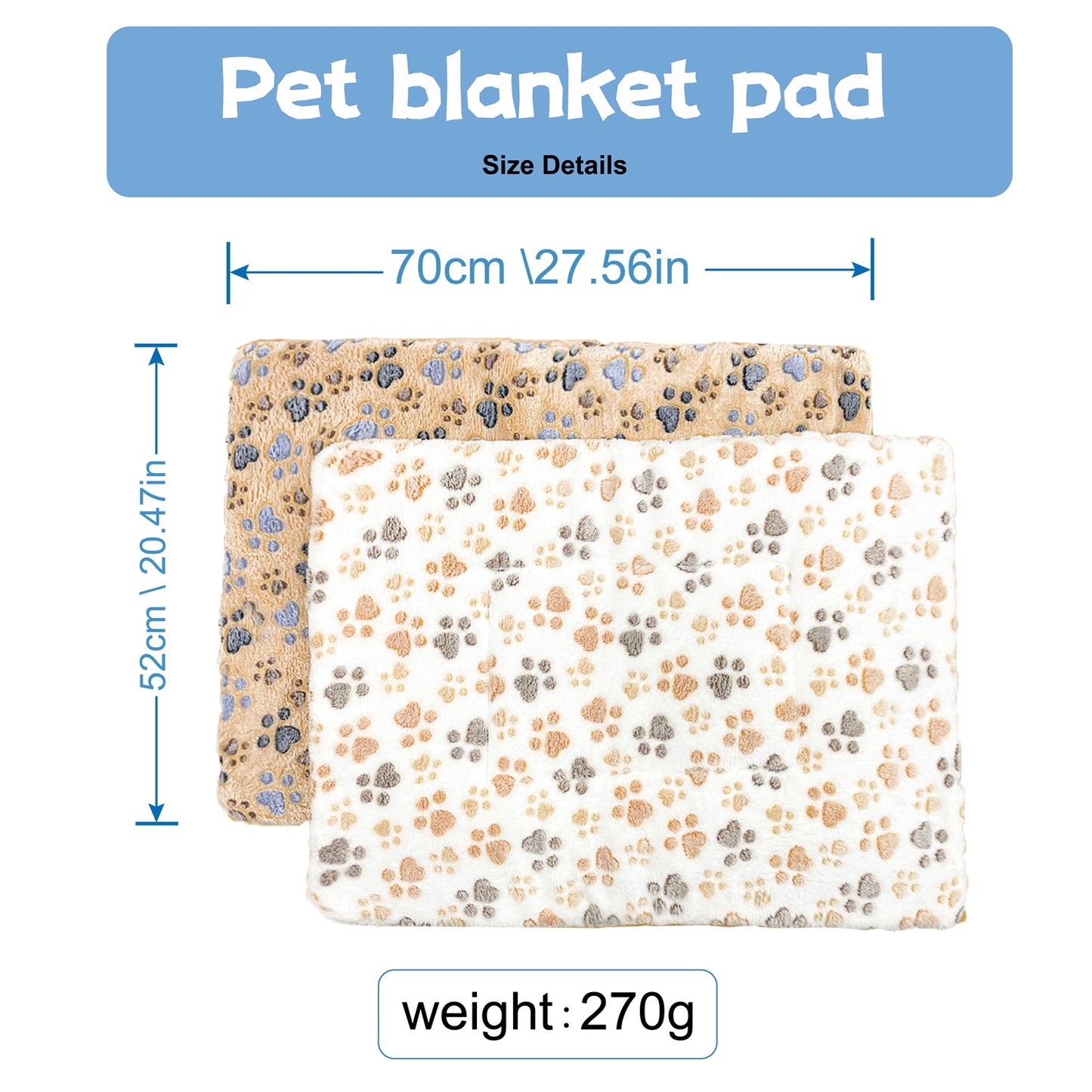 Christmas Gift: Cartoon Paw Pattern Plush Blanket - Soft & Warm Pet Throw for Dogs and Cats