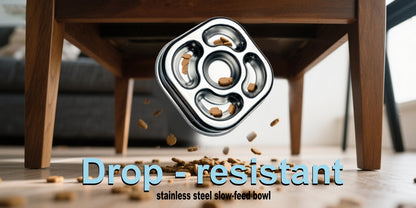 Stainless Steel Non Slip Slow Feeder Dog Bowl Metal Dog Food Bowls for Medium and Large Dogs, Fun Bloat Stop Pet Bowl Dog Water Bowl for Fast Eaters Slows Down Pets Eating