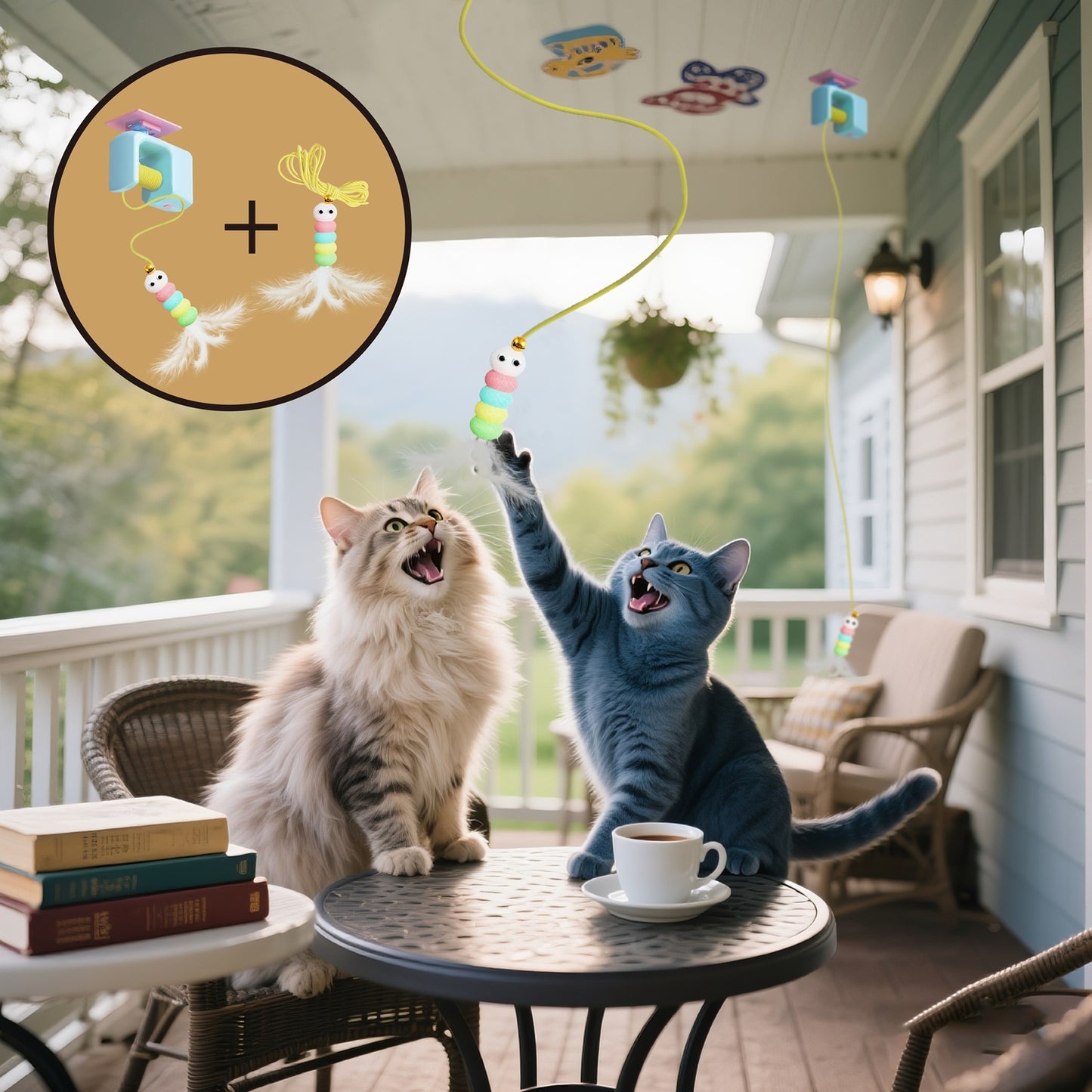 Electric Cat Teaser, Interactive Rechargeable Cat Toy, Wall-Mount Design, Dual Modes — 360° Rotation & Irregular Jumping, Stimulates Cat’s Mind & Body