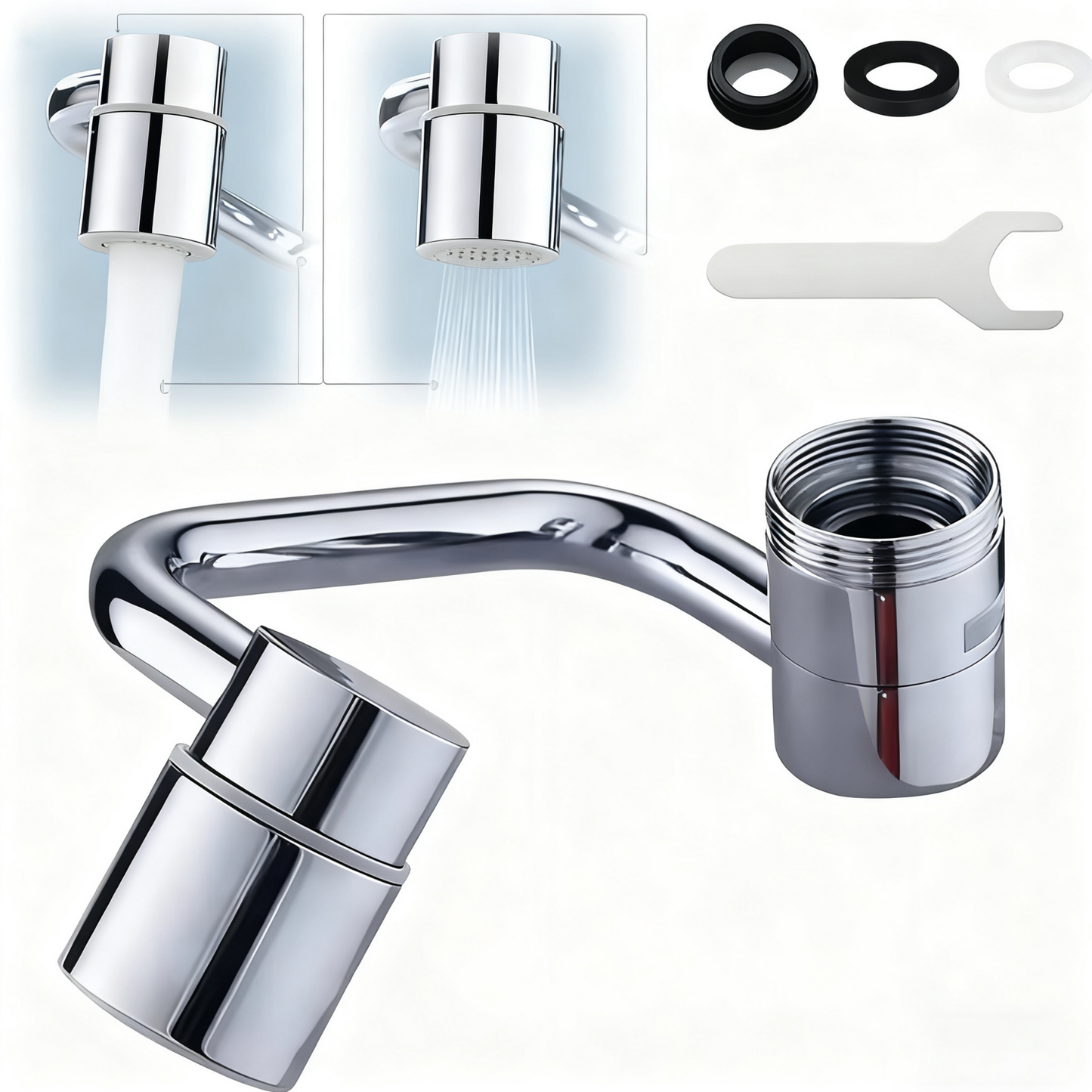 360° Rotating Faucet Extender – Adjustable Splash-Proof Kitchen Tap Nozzle with Dual Water Modes, Universal Sink Aerator, Water-Saving Swivel Filter Faucet for Home & Bathroom Use