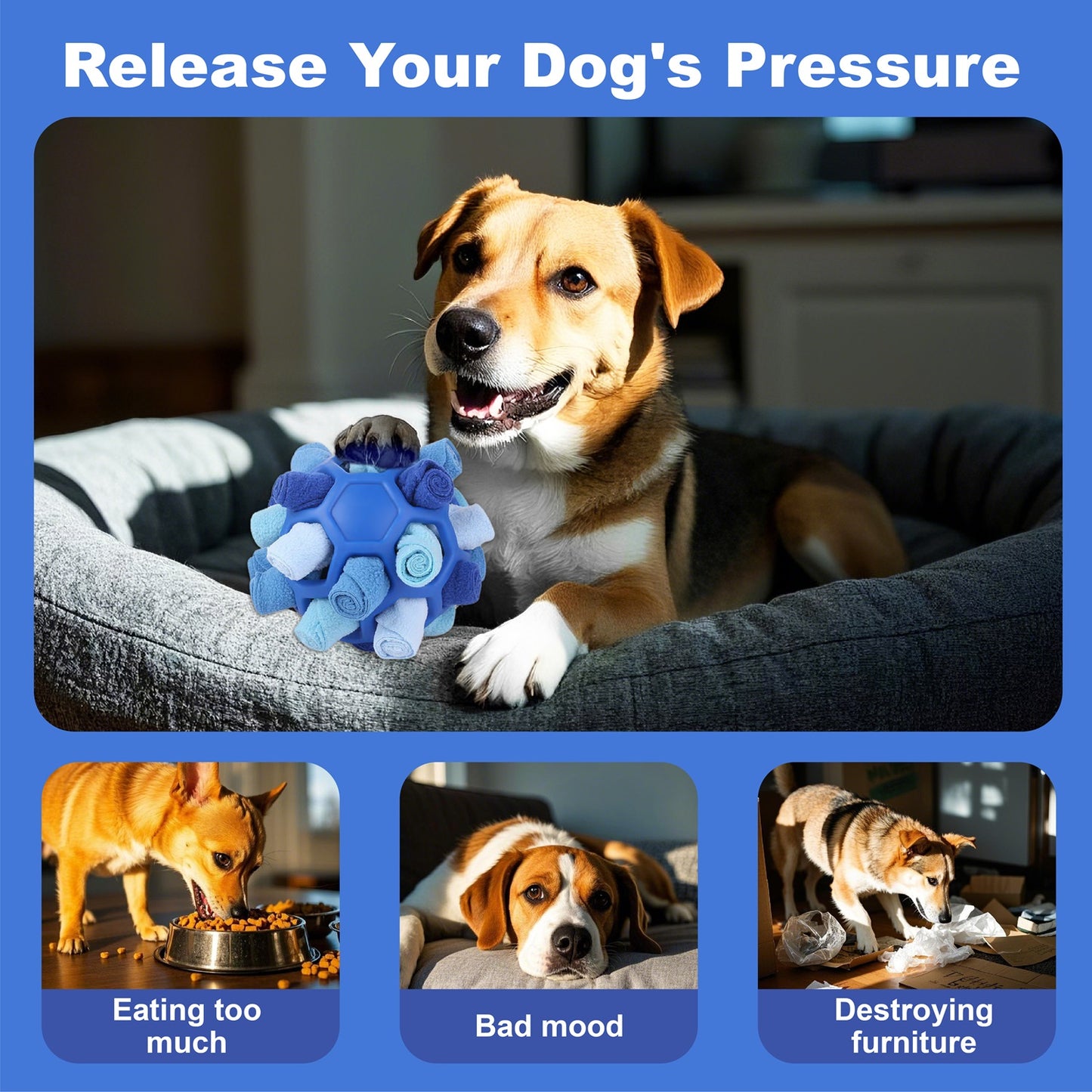 Gift for Pets, Dog Snuffle Ball Toy - Calming Puzzle Game for Small Dogs, Slow Feeder Snack Dispenser, Anxiety Relief & Mental Stimulation, Velvet Scented Hide & Seek Treat Ball,Ball Puzzle, Native Hidden Toy, Pet Snuffle Ball