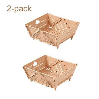 2-Pack Thickened Collapsible Kitchen Strainer – Multifunctional for Fruits, Pasta & Space-Saving Storage