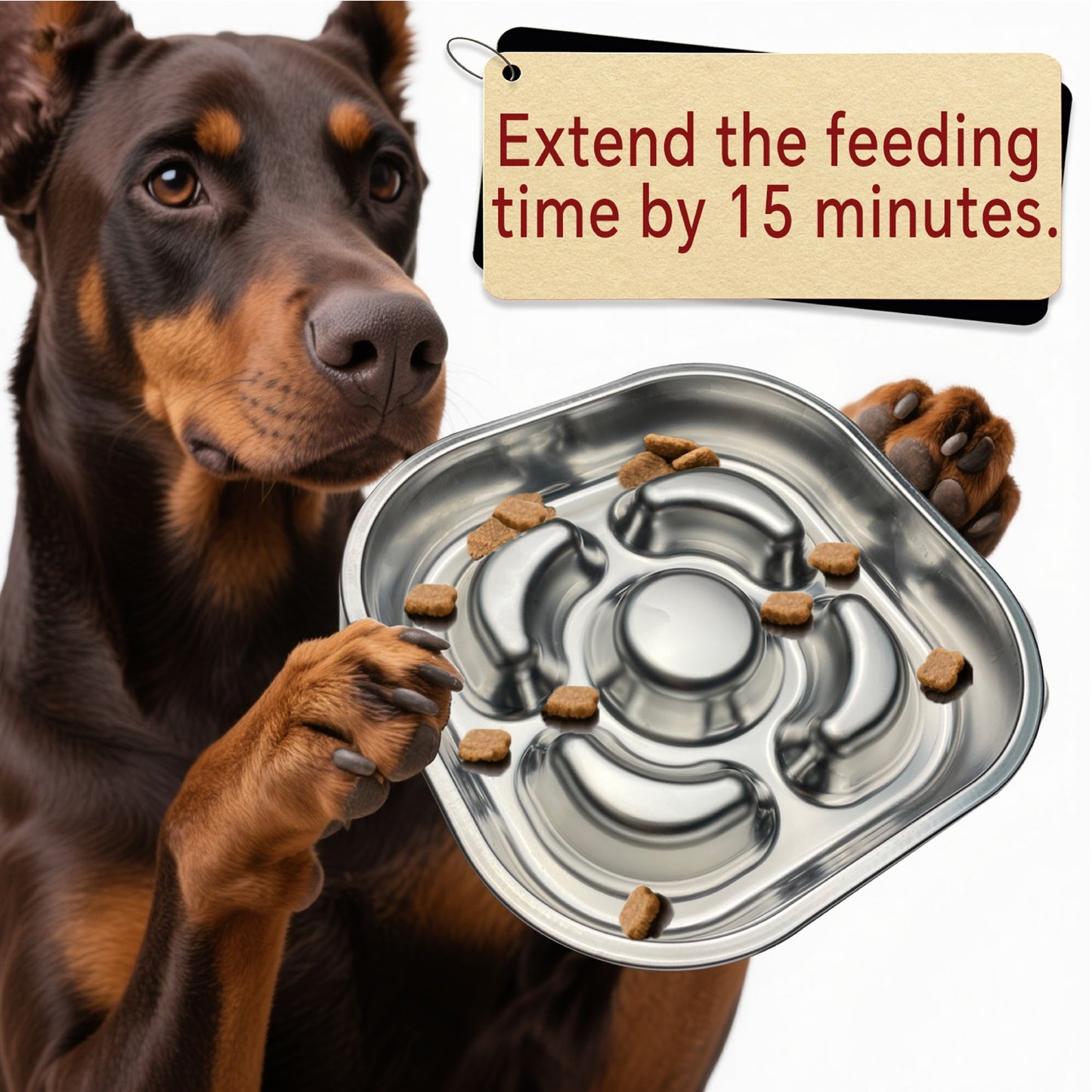 Stainless Steel Non Slip Slow Feeder Dog Bowl Metal Dog Food Bowls for Medium and Large Dogs, Fun Bloat Stop Pet Bowl Dog Water Bowl for Fast Eaters Slows Down Pets Eating