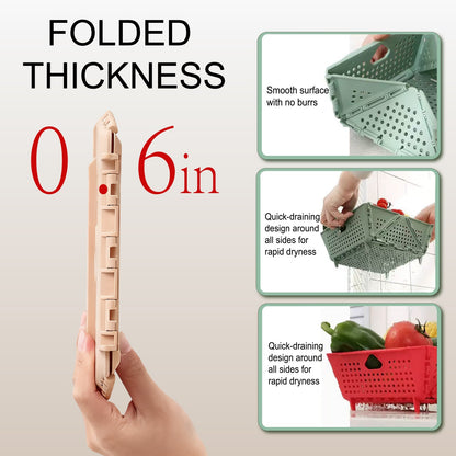 2-Pack Thickened Collapsible Kitchen Strainer – Multifunctional for Fruits, Pasta & Space-Saving Storage