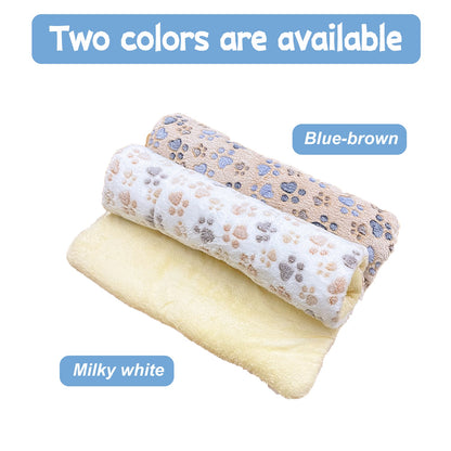 Christmas Gift: Cartoon Paw Pattern Plush Blanket - Soft & Warm Pet Throw for Dogs and Cats