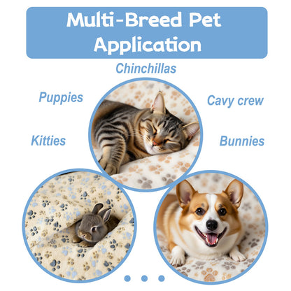 Christmas Gift: Cartoon Paw Pattern Plush Blanket - Soft & Warm Pet Throw for Dogs and Cats