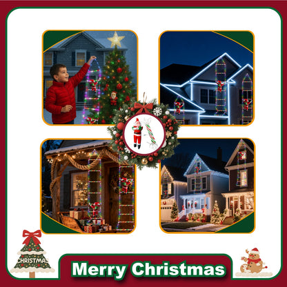 Classic Santa Claus Climbing Decoration – Battery Operated Christmas Ornament with Music & Silent Mode, Festive Hanging Santa for Windows, Mantel & Party Decor