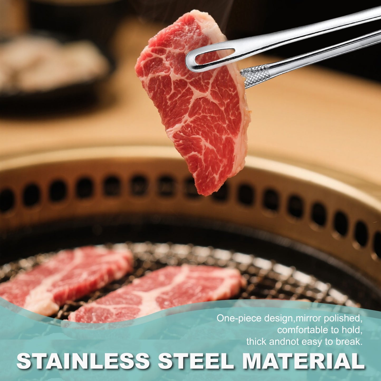 BBQ Meat Flipper Tongs – Heavy-Duty Stainless Steel Grilling Tool for Steaks, Burgers & Chicken, Ideal Holiday Gift for Dad, Outdoor Party & Camping Essentials