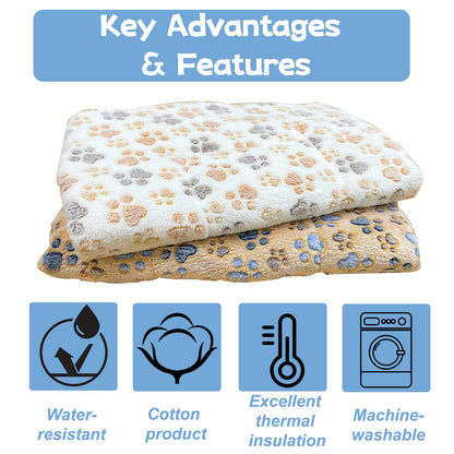 Christmas Gift: Cartoon Paw Pattern Plush Blanket - Soft & Warm Pet Throw for Dogs and Cats