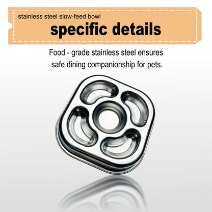 Stainless Steel Non Slip Slow Feeder Dog Bowl Metal Dog Food Bowls for Medium and Large Dogs, Fun Bloat Stop Pet Bowl Dog Water Bowl for Fast Eaters Slows Down Pets Eating