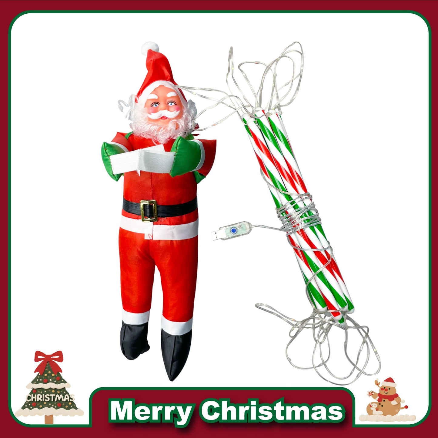 Classic Santa Claus Climbing Decoration – Battery Operated Christmas Ornament with Music & Silent Mode, Festive Hanging Santa for Windows, Mantel & Party Decor