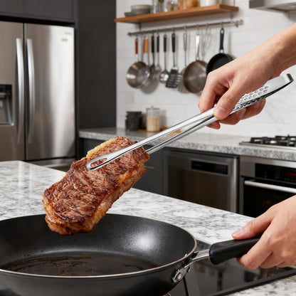 BBQ Meat Flipper Tongs – Heavy-Duty Stainless Steel Grilling Tool for Steaks, Burgers & Chicken, Ideal Holiday Gift for Dad, Outdoor Party & Camping Essentials