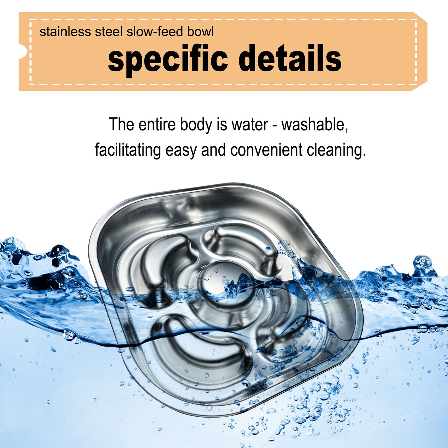 Stainless Steel Non Slip Slow Feeder Dog Bowl Metal Dog Food Bowls for Medium and Large Dogs, Fun Bloat Stop Pet Bowl Dog Water Bowl for Fast Eaters Slows Down Pets Eating