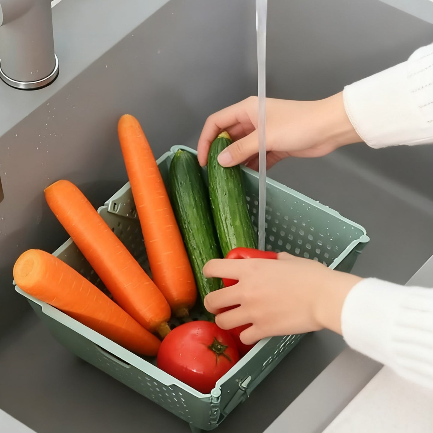 2-Pack Thickened Collapsible Kitchen Strainer – Multifunctional for Fruits, Pasta & Space-Saving Storage