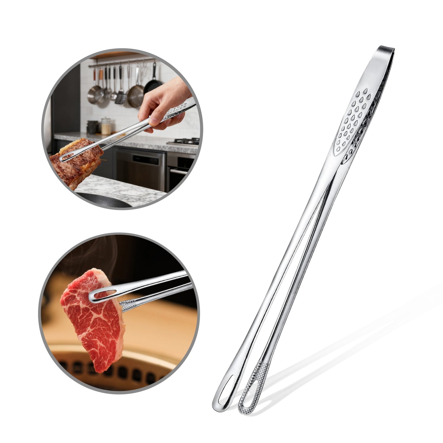 BBQ Meat Flipper Tongs – Heavy-Duty Stainless Steel Grilling Tool for Steaks, Burgers & Chicken, Ideal Holiday Gift for Dad, Outdoor Party & Camping Essentials
