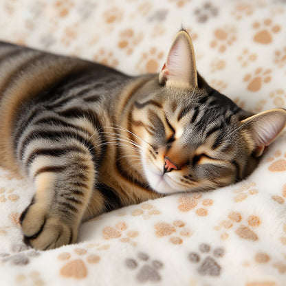 Christmas Gift: Cartoon Paw Pattern Plush Blanket - Soft & Warm Pet Throw for Dogs and Cats