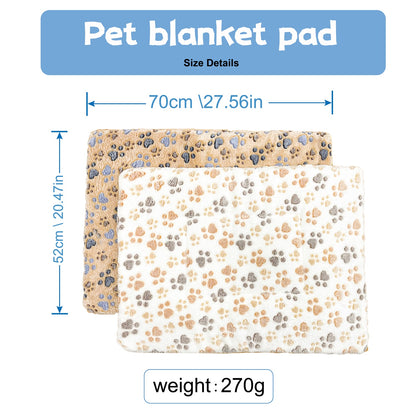 Christmas Gift: Cartoon Paw Pattern Plush Blanket - Soft & Warm Pet Throw for Dogs and Cats