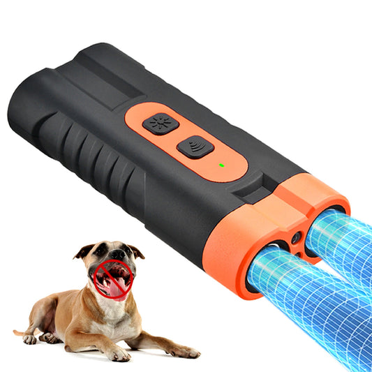 Dog Barking Deterrent Rechargeable, Anti-Barking Tool for Dogs, Ultrasonic Dual Emitter 50ft Security Correction Tool Control Dog Barking 25KHz, Trainer Barking Silencer Indoor and Outdoor with Flashlight