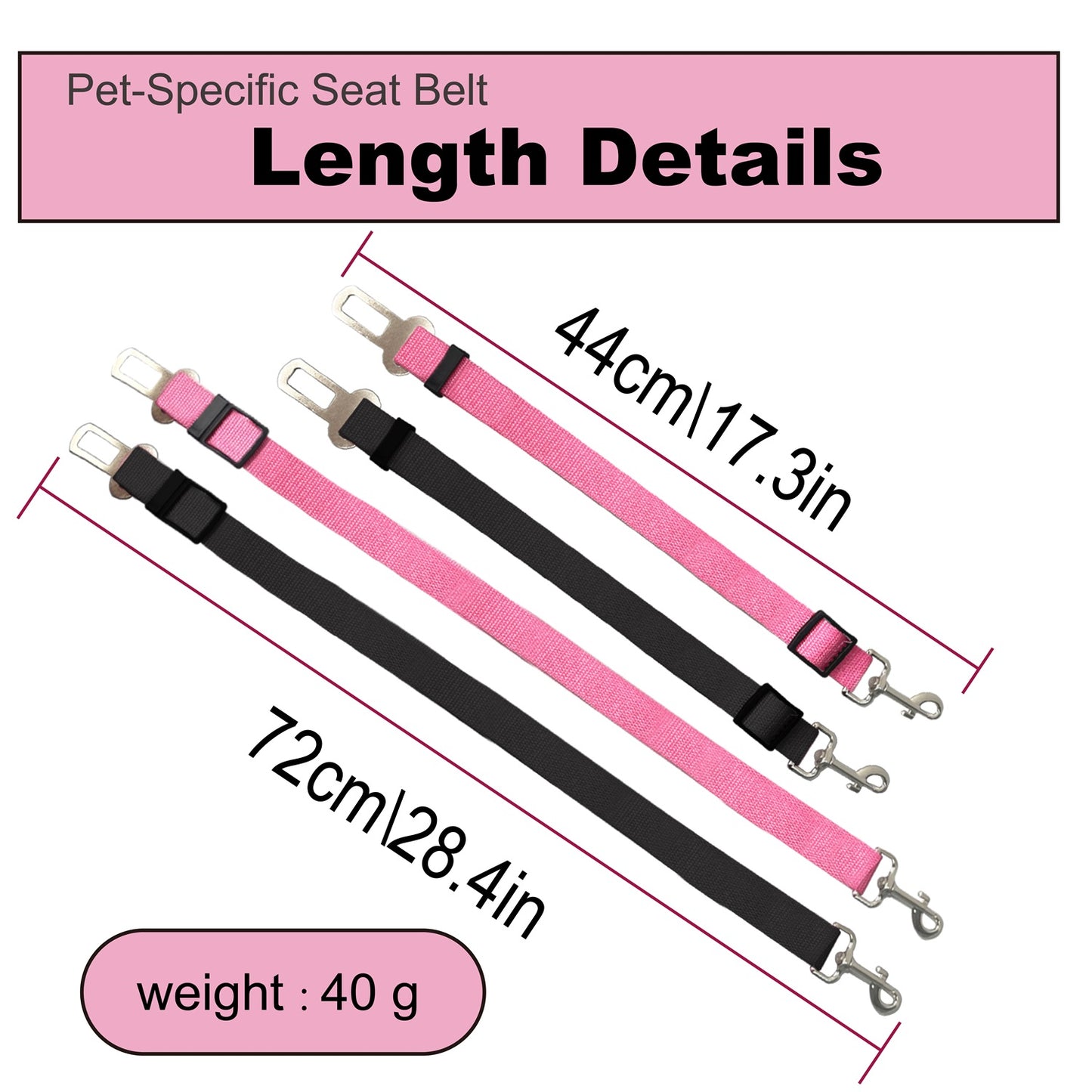 Adjustable Dog Car Seat Belt with Durable Clip – Attaches to Vehicle Seat Buckle, Keeps Pets Safe and Secure During Travel, Suitable for Small, Medium & Large Dogs