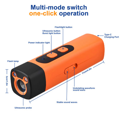 Professional Sonic Emitters Dog Training Tool Dog Bark Deterrent Device with  LED Flashlight, 30ft Range Anti Bark Barking Dog Silencer,Rechargeable Portable dog barking stopper