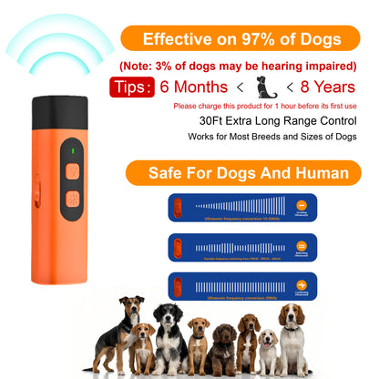 Professional Sonic Emitters Dog Training Tool Dog Bark Deterrent Device with  LED Flashlight, 30ft Range Anti Bark Barking Dog Silencer,Rechargeable Portable dog barking stopper