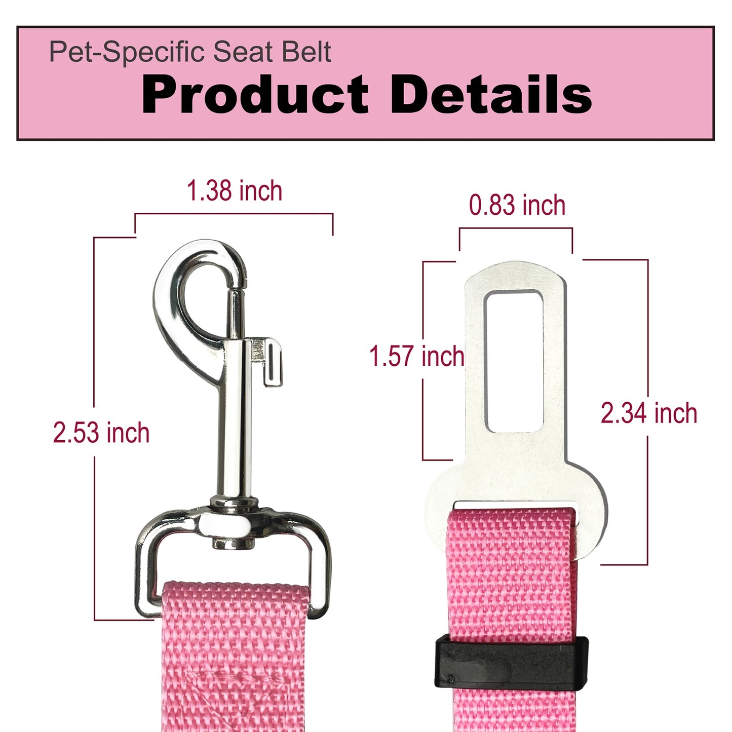 Adjustable Dog Car Seat Belt with Durable Clip – Attaches to Vehicle Seat Buckle, Keeps Pets Safe and Secure During Travel, Suitable for Small, Medium & Large Dogs