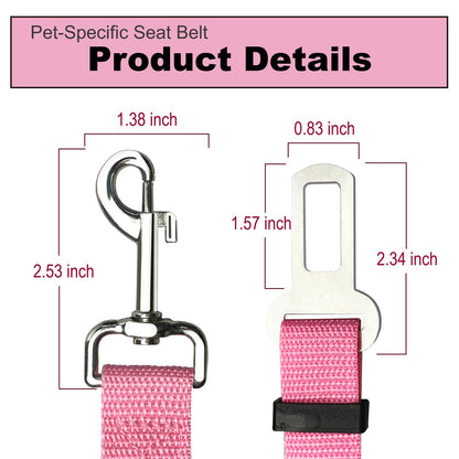 Adjustable Dog Car Seat Belt with Durable Clip – Attaches to Vehicle Seat Buckle, Keeps Pets Safe and Secure During Travel, Suitable for Small, Medium & Large Dogs