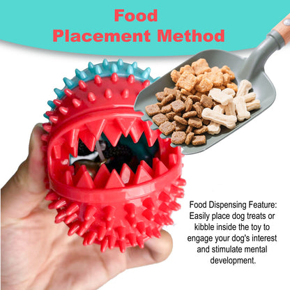 Pet gifts, interactive feeding chew toys, dog educational toys, anxiety relief,food grade silicone, interactive food dispensing toy, interactive teething ball, dog food dispensing toy Spinning Snack Ball for Dogs