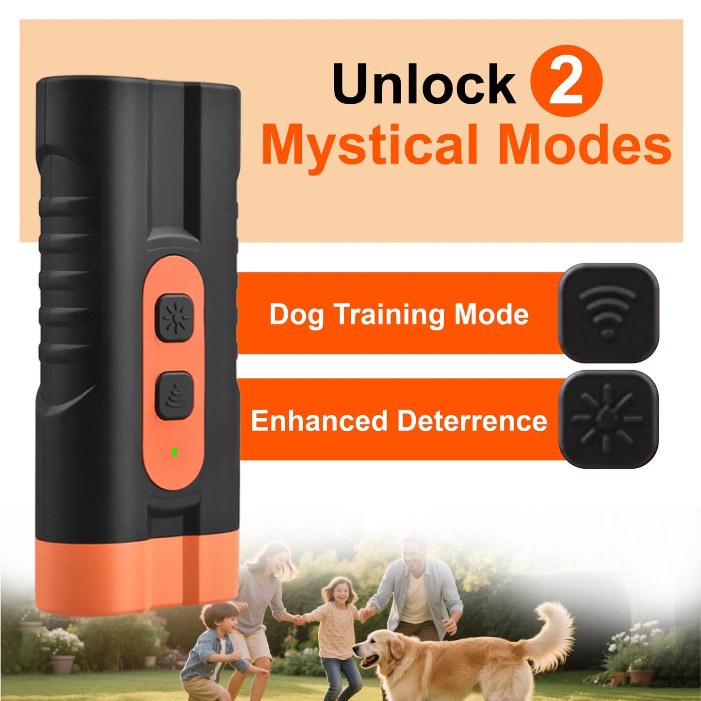 Dog Barking Deterrent Rechargeable, Anti-Barking Tool for Dogs, Ultrasonic Dual Emitter 50ft Security Correction Tool Control Dog Barking 25KHz, Trainer Barking Silencer Indoor and Outdoor with Flashlight