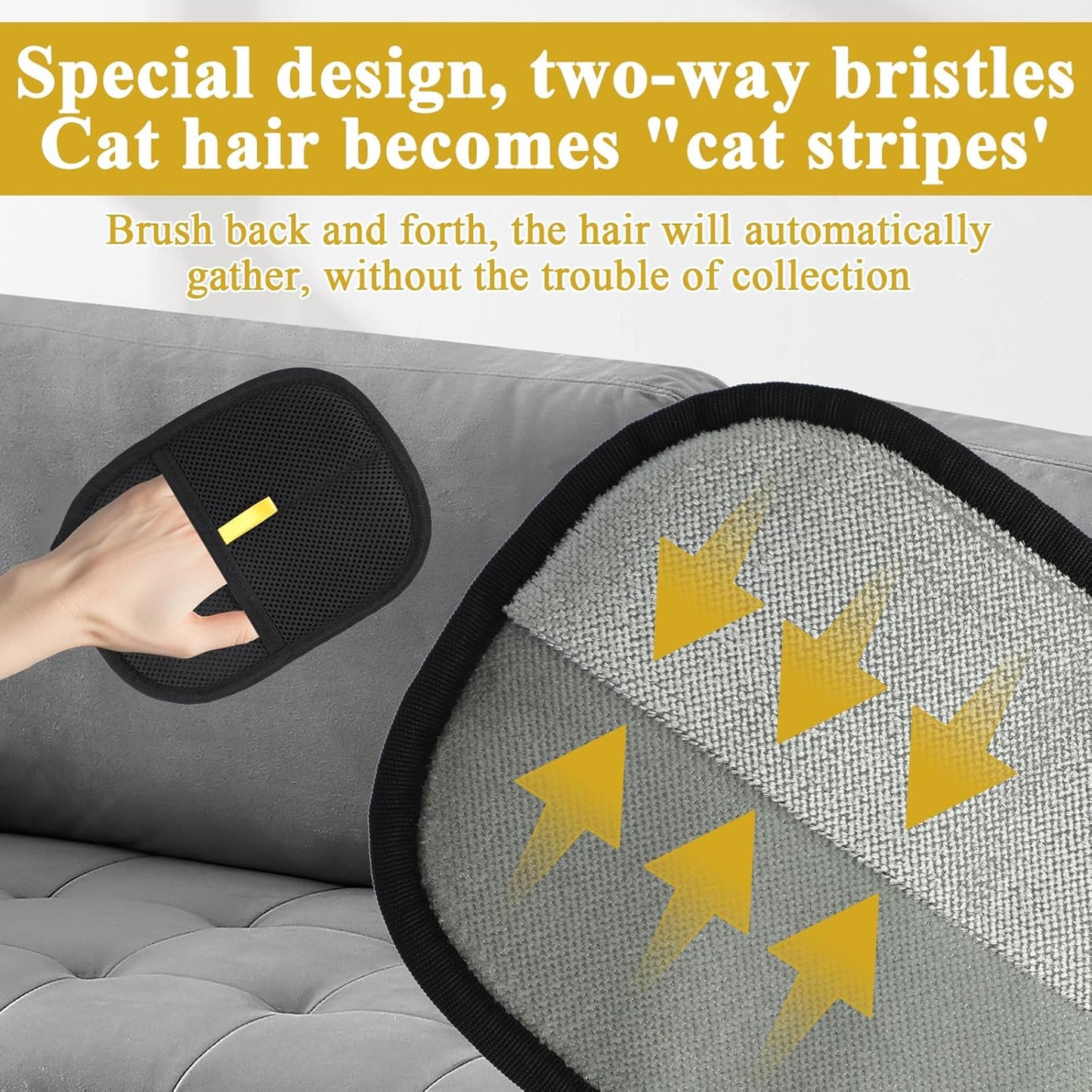 Pet Double Sided Grooming Gloves,Static Removal Gloves for Pet Hair,Multi-Function,For Washing,Hair Removal,Beauty,Sofa,Bed Sheets,Clothes,Suitable for Cats and Dogs