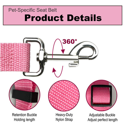 Adjustable Dog Car Seat Belt with Durable Clip – Attaches to Vehicle Seat Buckle, Keeps Pets Safe and Secure During Travel, Suitable for Small, Medium & Large Dogs