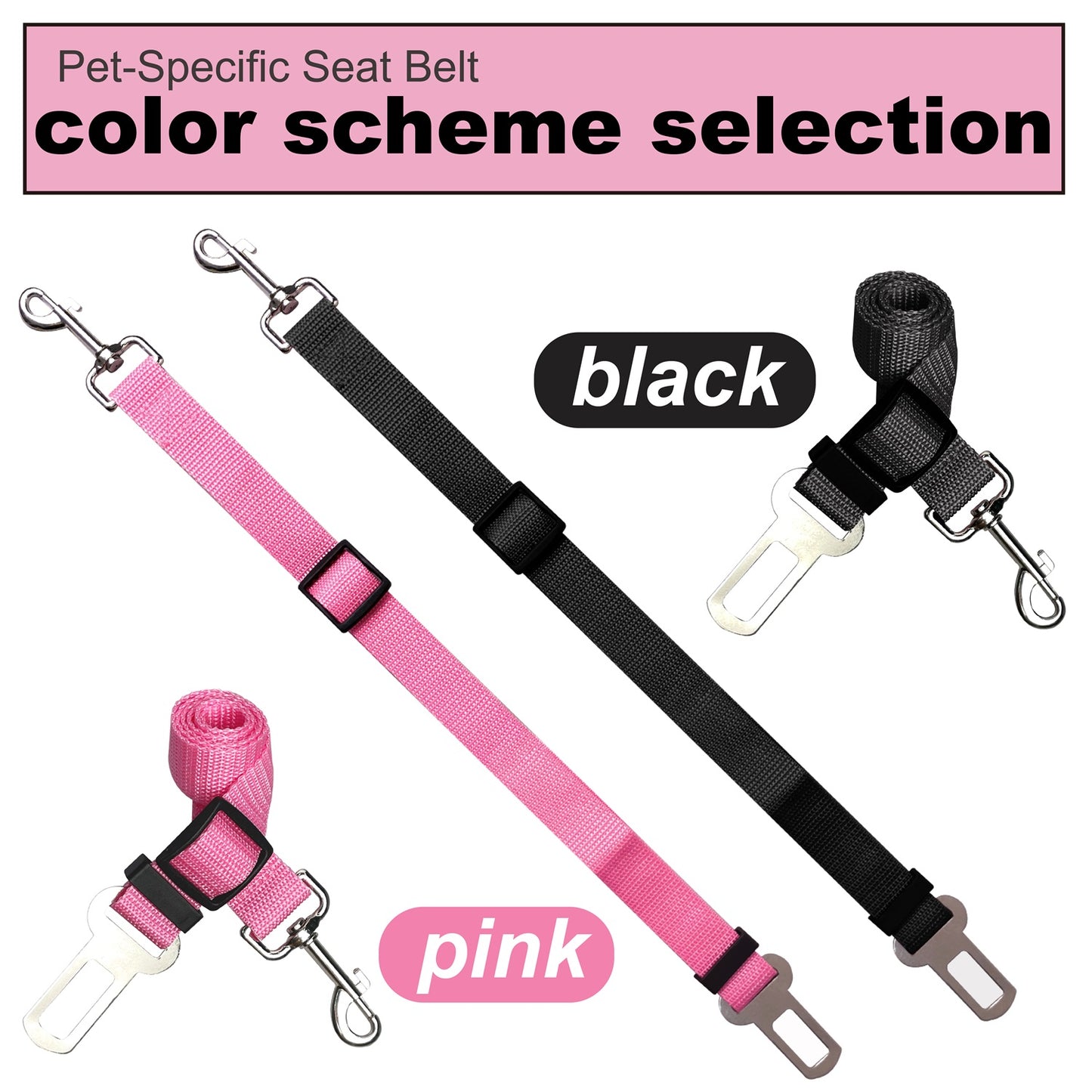 Adjustable Dog Car Seat Belt with Durable Clip – Attaches to Vehicle Seat Buckle, Keeps Pets Safe and Secure During Travel, Suitable for Small, Medium & Large Dogs