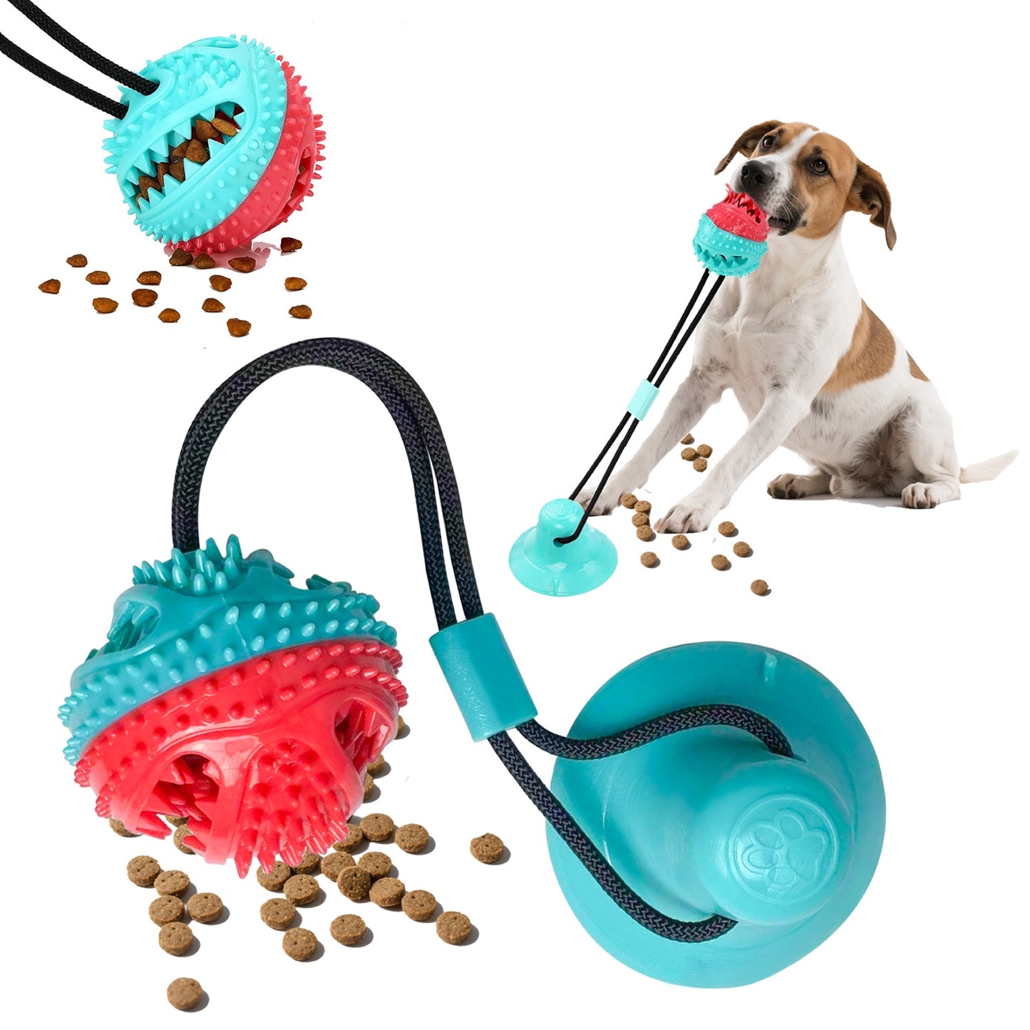 Pet gifts, interactive feeding chew toys, dog educational toys, anxiety relief,food grade silicone, interactive food dispensing toy, interactive teething ball, dog food dispensing toy Spinning Snack Ball for Dogs